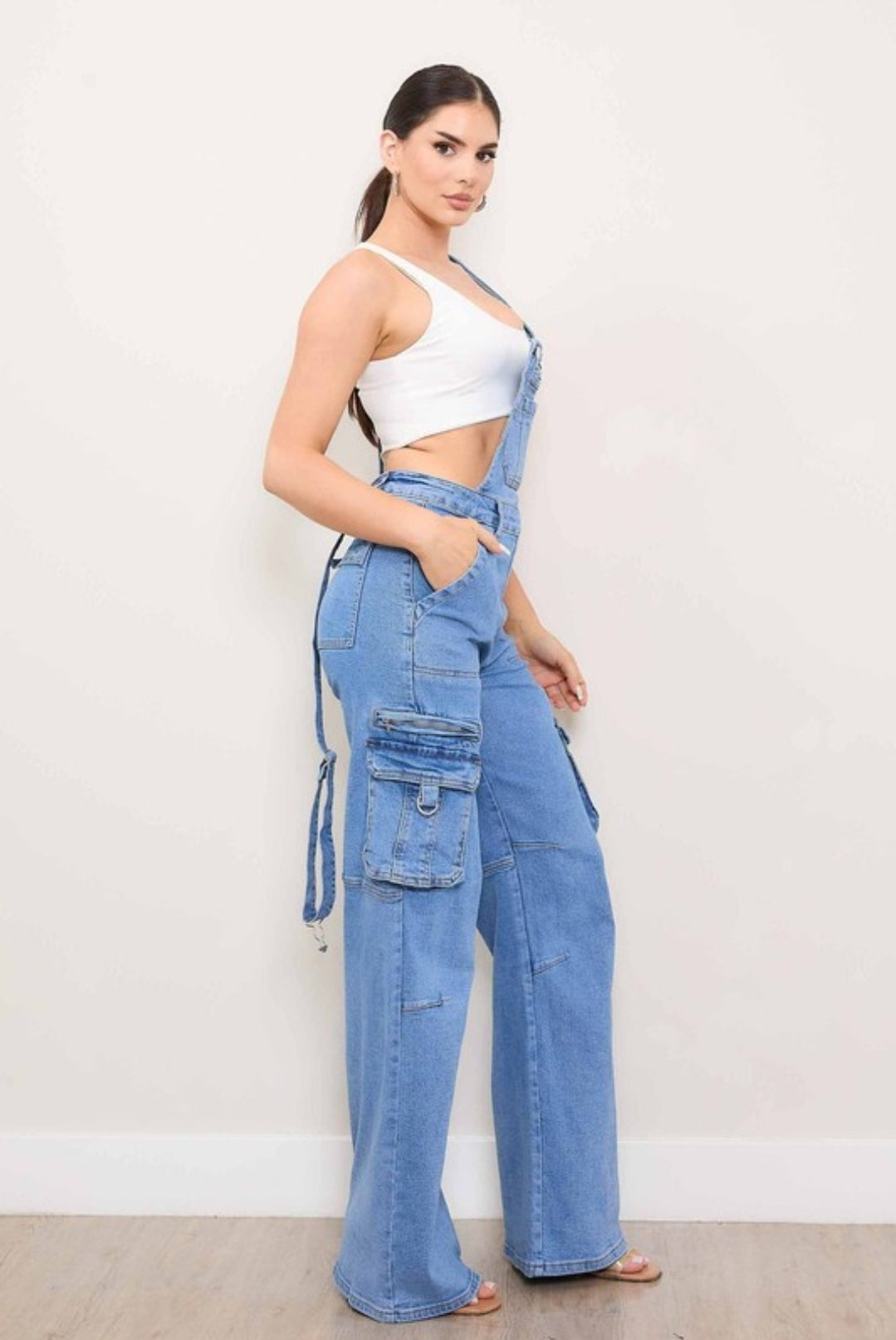 Divine Wide Leg Cargo Jumpsuit