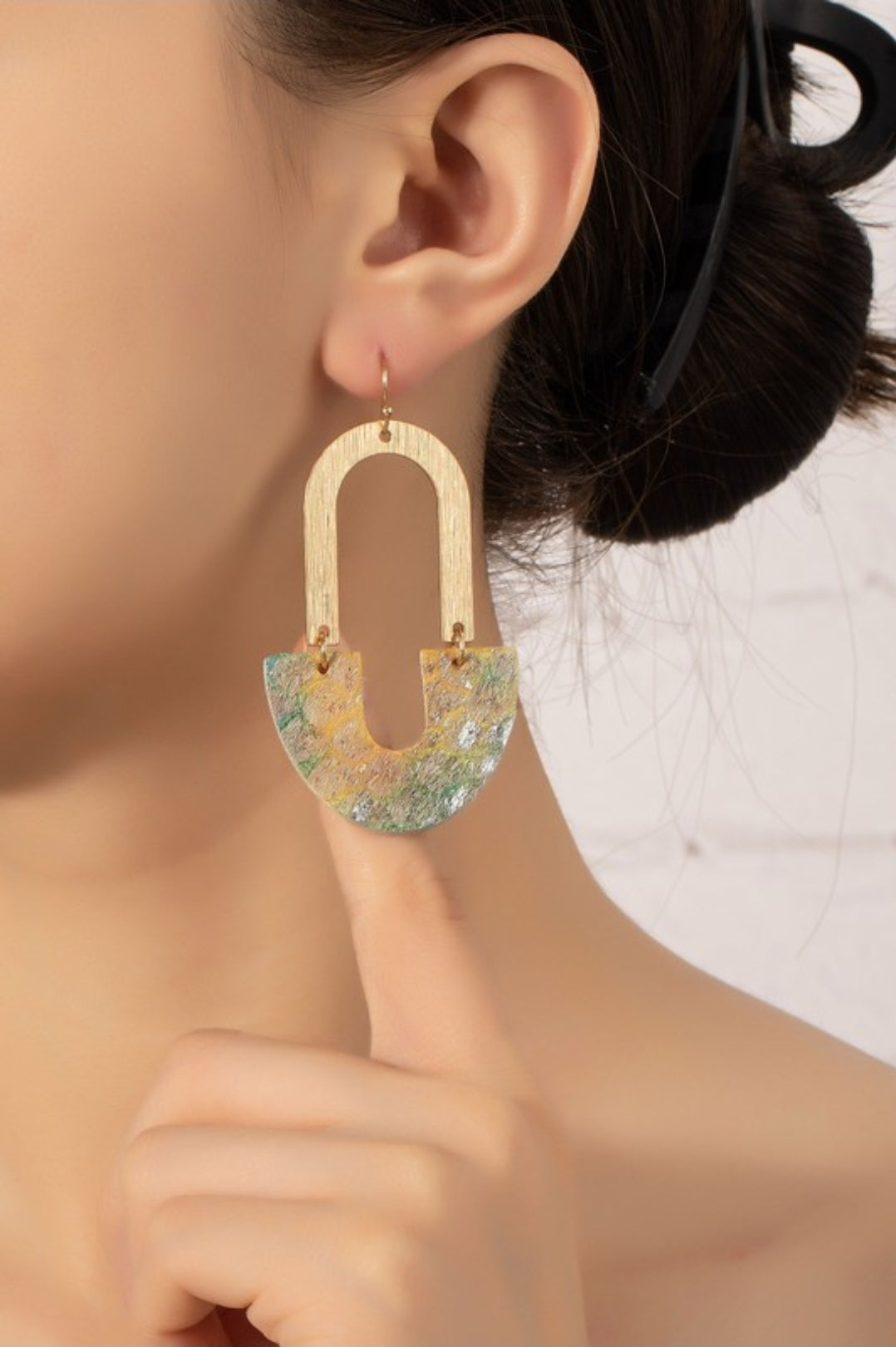 Brushed Metal Arch Earrings