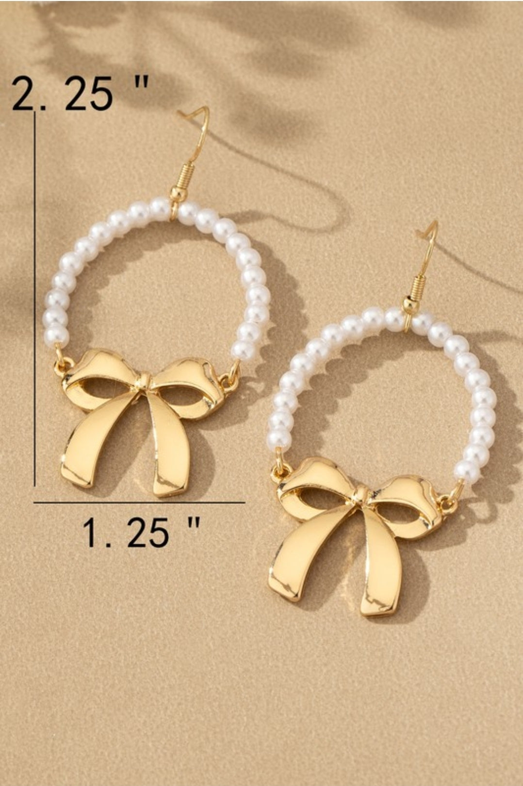 Pearl Hoop With Bow Drop Earrings