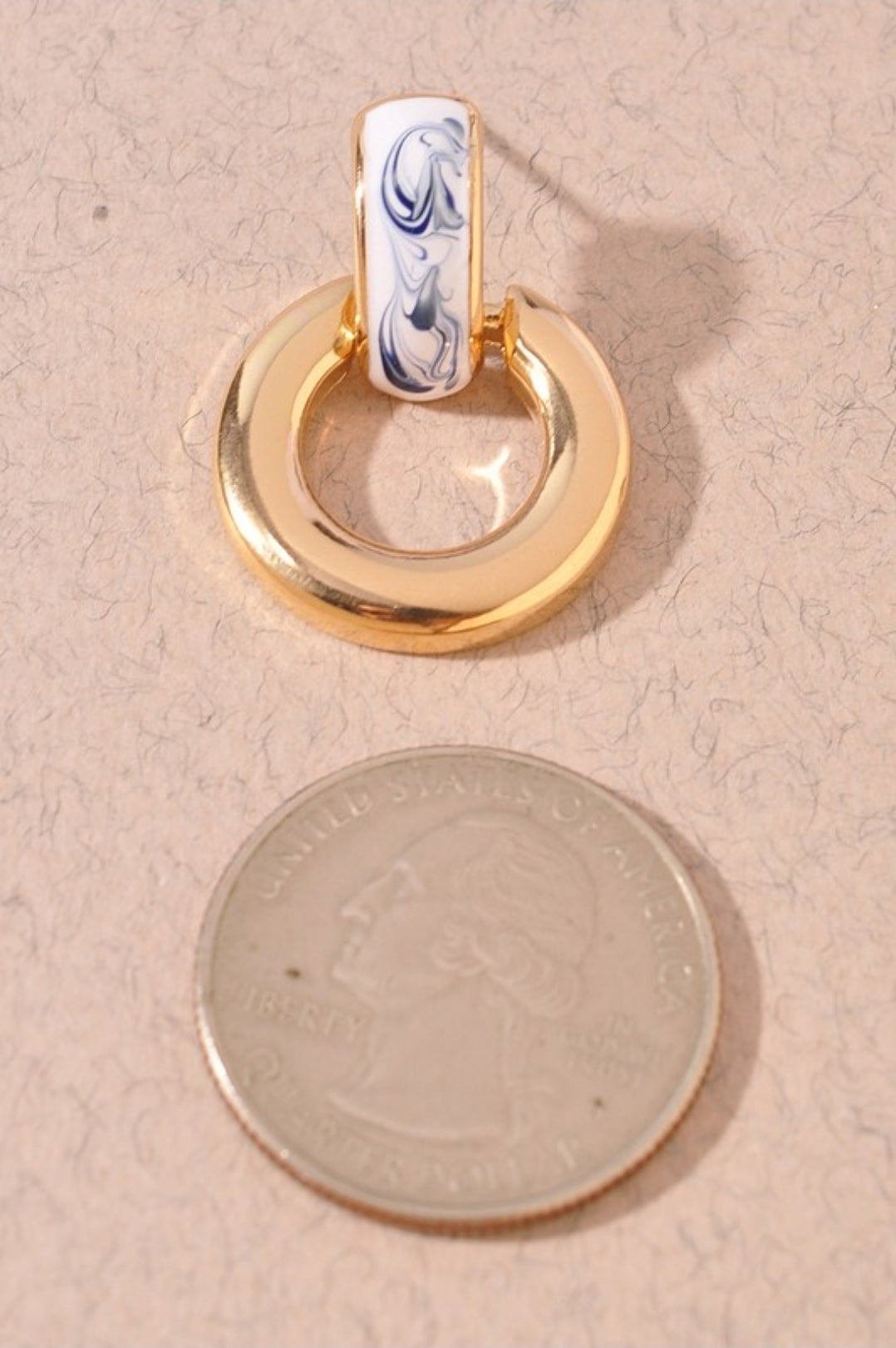 Blue Marble Enamel Hoop Earrings