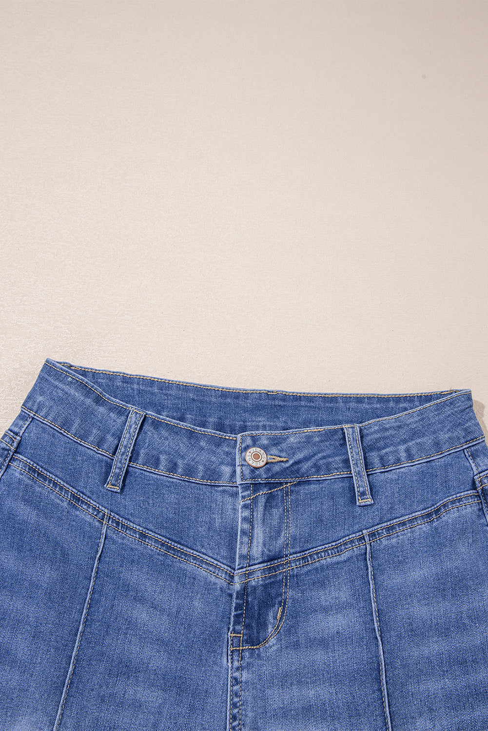 Beau Blue Tailored Center Seam Detail Straight Loose High Rise Jeans