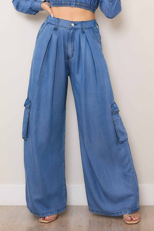 Lidia Tencel Wide Cargo Pants