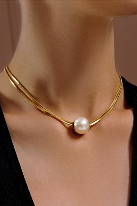 18k Non-tarnish Stainless Steel Pearl Necklace